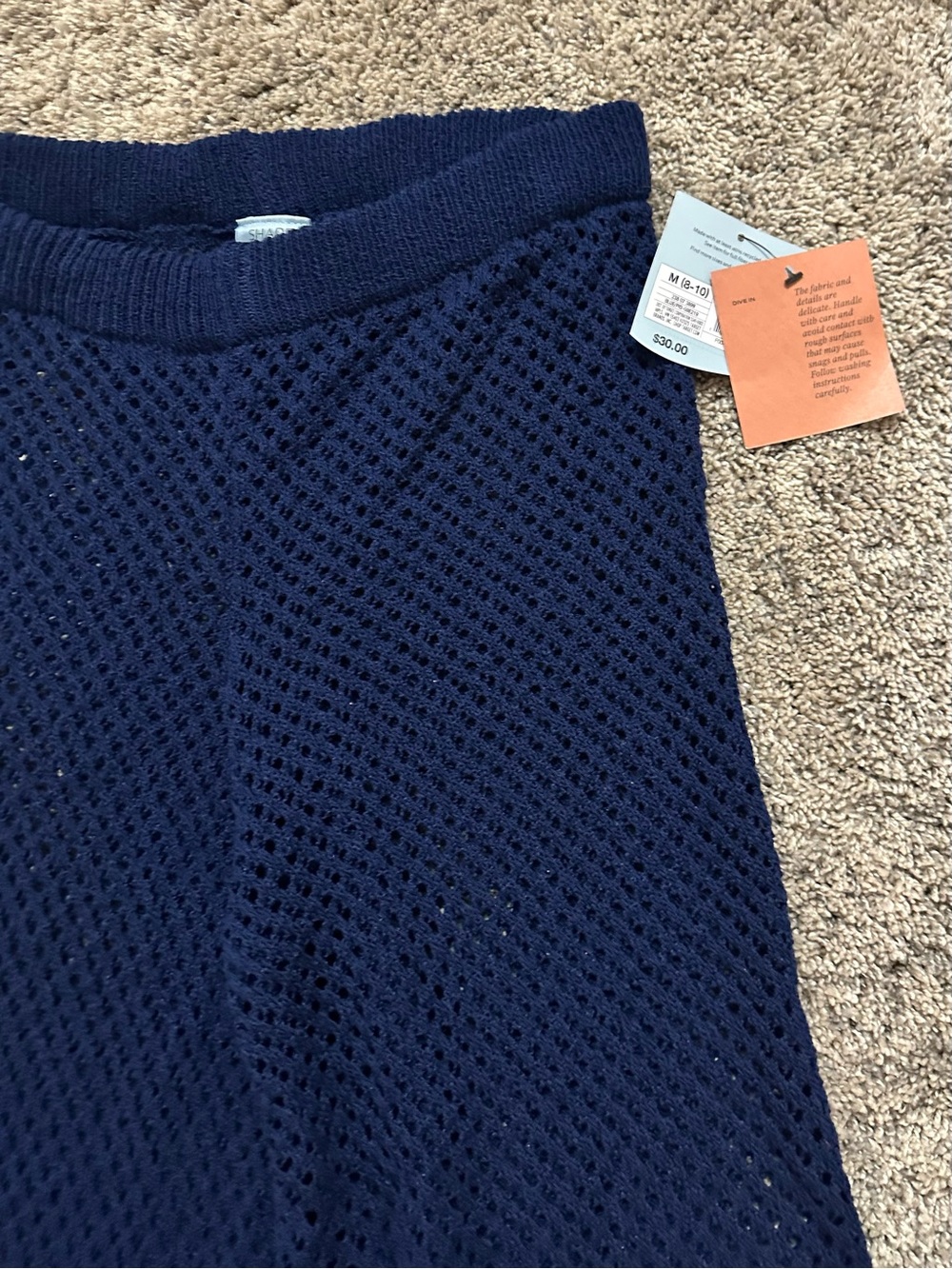 #90 Shade & Shore Navy Open-Knit Scoop Neck Sweater